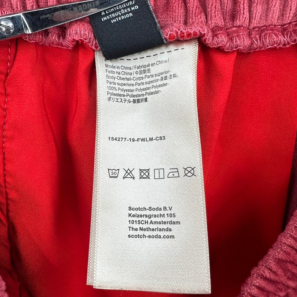 SCOTCH AND SODA The Peaks Velour Crop Track Pants Womens M Red Mid Rise Straight - Picture 13 of 16